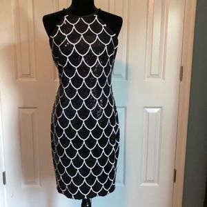 Cache Sequin Scallop Dress